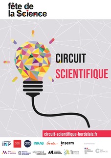 fête de la science, CIRCUIT SCIENTIFIQUE, site circuit-scientifique-bordelais.fr, sigles des partenaires: INP Bordeaux,CEA, CNRS, INRAe, Inria, Inserm, Arts et métiers, SAPPS, Université de Bordeaux, Université Bordeaux Montaigne, Université de Pau et des pays de l'Adour, Académie de Bordeaux, Cap Sciences I